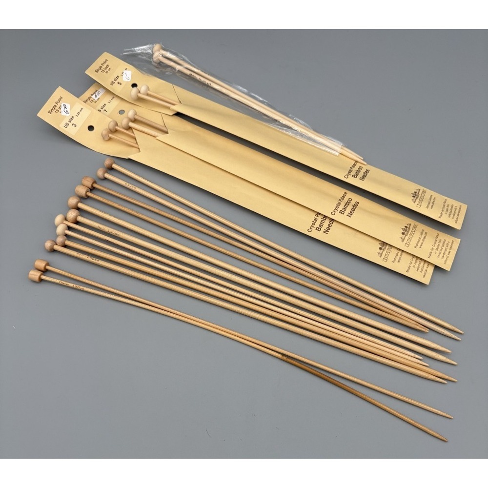 Lot of 10 Wooden Bamboo‎ Crochet Knitting Needles NOS Crystal Palace & More